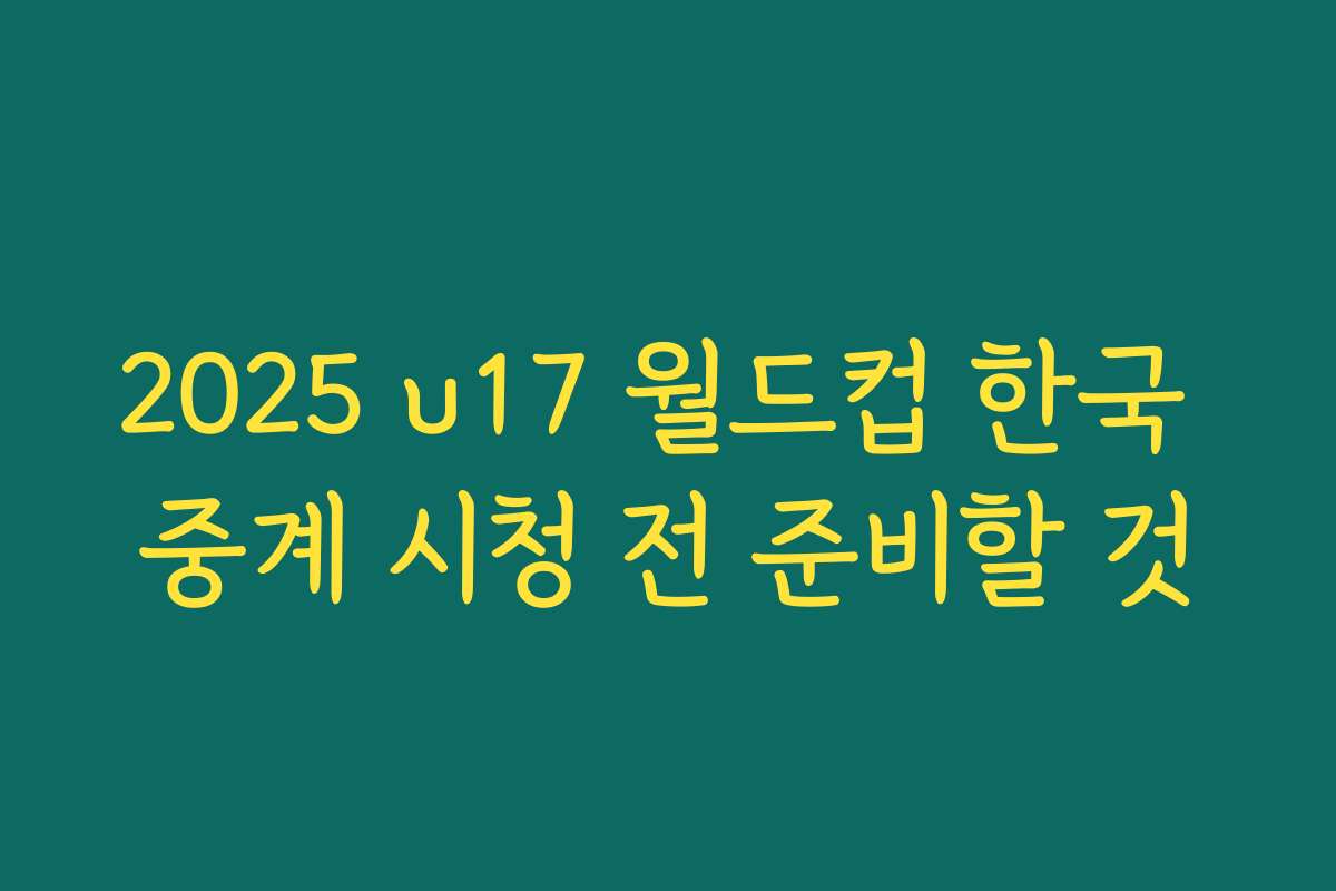 2025 u17 월드컵 한국 중계 시청 전 준비할 것