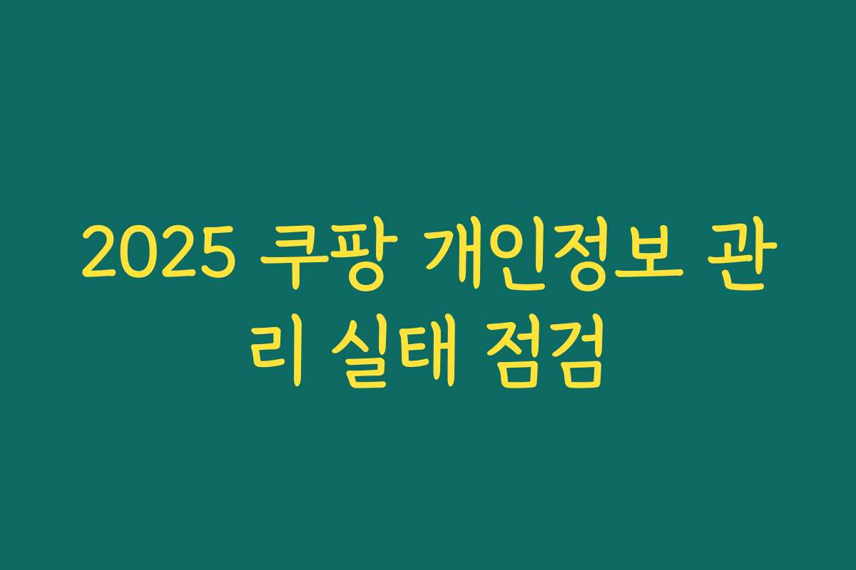 2025 쿠팡 개인정보 관리 실태 점검 2025 쿠팡 개인정보 관리 실태 점검