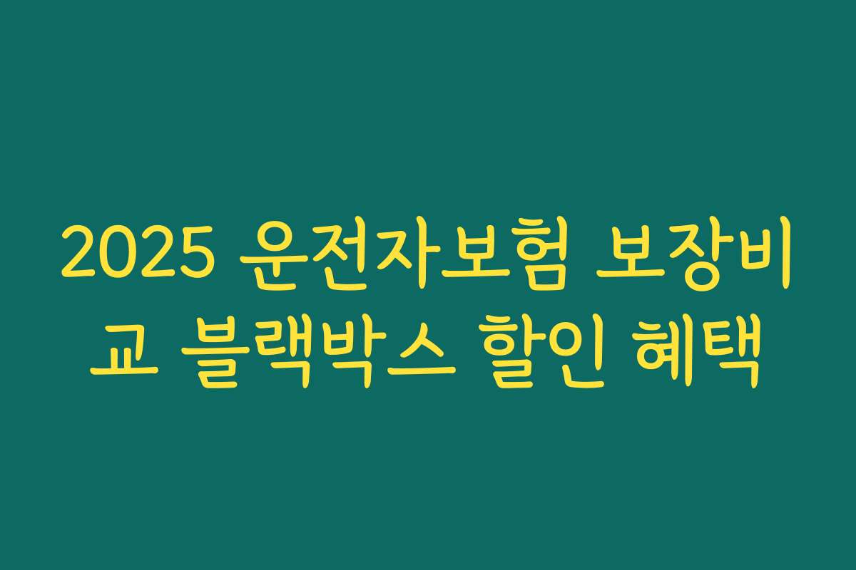 2025 운전자보험 보장비교 블랙박스 할인 혜택