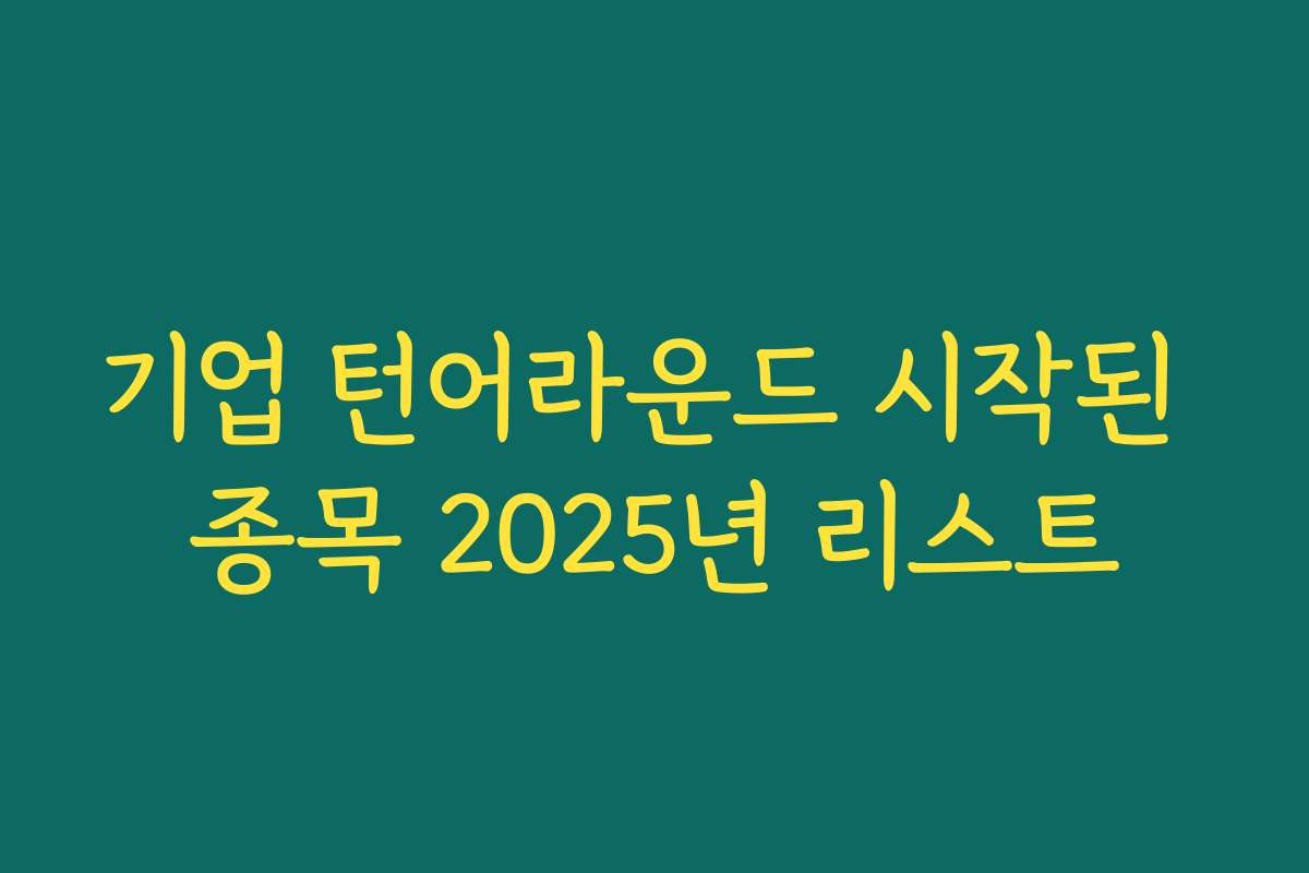 기업 턴어라운드 시작된 종목 2025년 리스트
