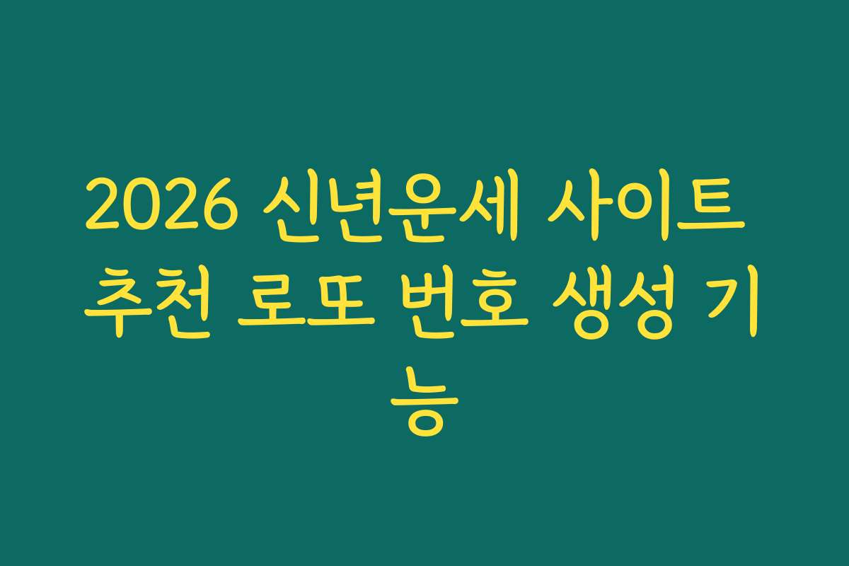 2026 신년운세 사이트 추천 로또 번호 생성 기능 2026 신년운세 사이트 추천 로또 번호 생성 기능