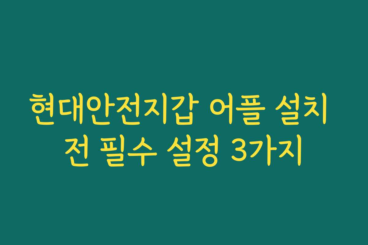 현대안전지갑 어플 설치 전 필수 설정 3가지 현대안전지갑 어플 설치 전 필수 설정 3가지