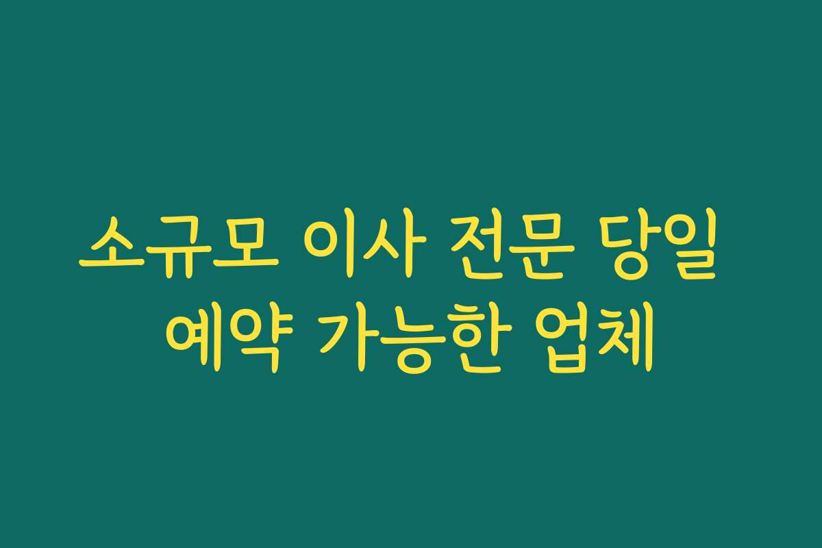 소규모 이사 전문 당일 예약 가능한 업체 소규모 이사 전문 당일 예약 가능한 업체