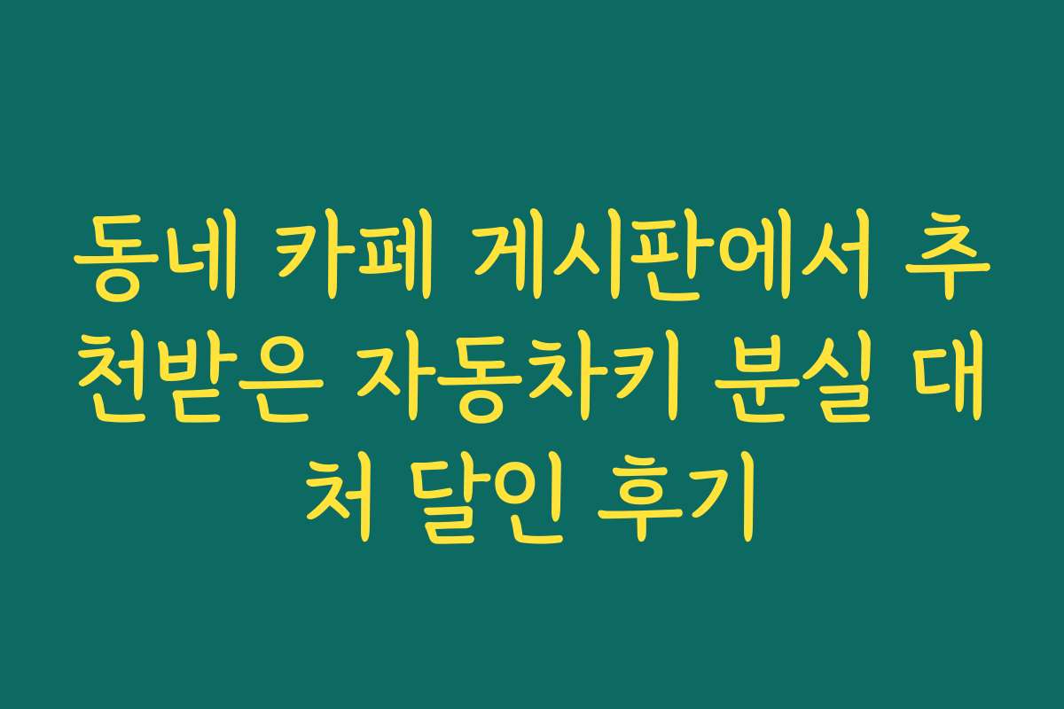 동네 카페 게시판에서 추천받은 자동차키 분실 대처 달인 후기
