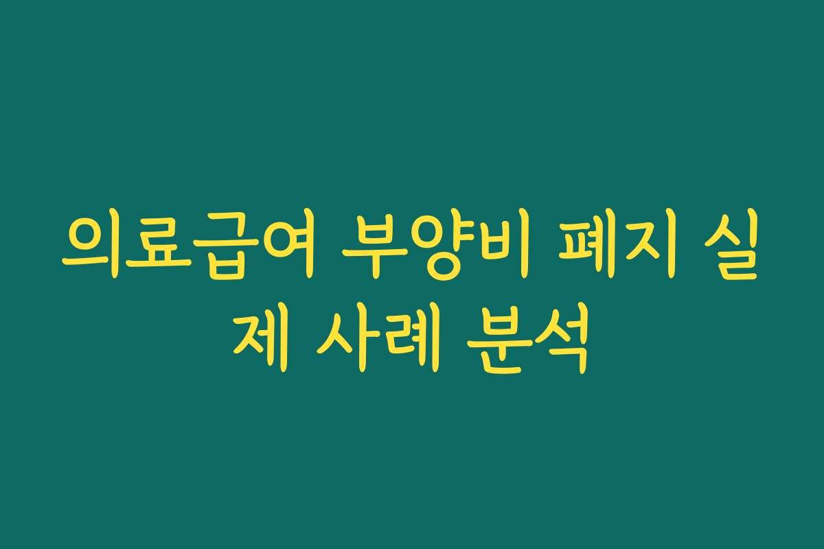 의료급여 부양비 폐지 실제 사례 분석