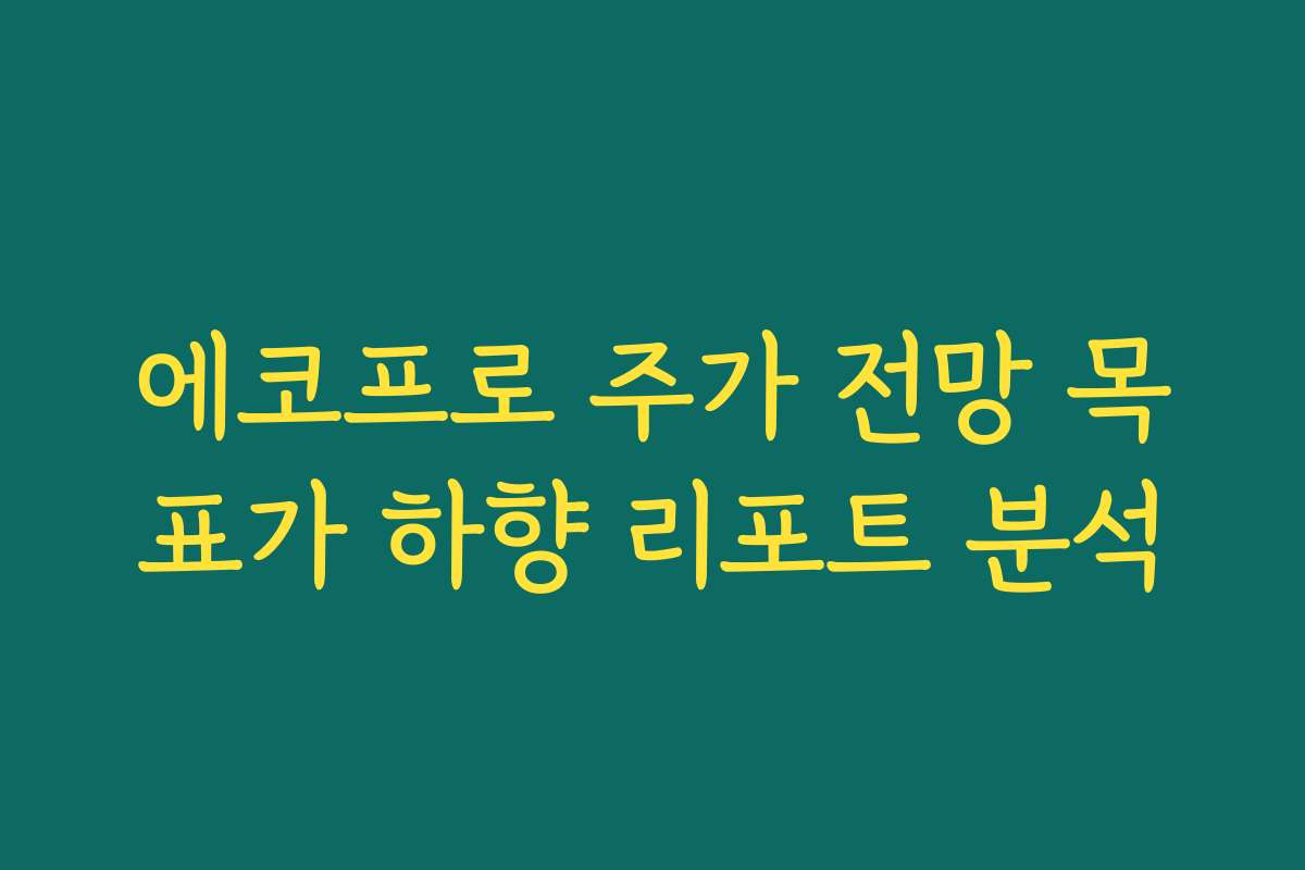 에코프로 주가 전망 목표가 하향 리포트 분석