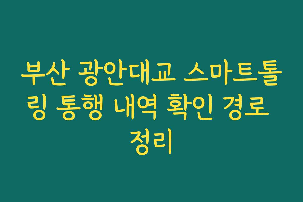 부산 광안대교 스마트톨링 통행 내역 확인 경로 정리