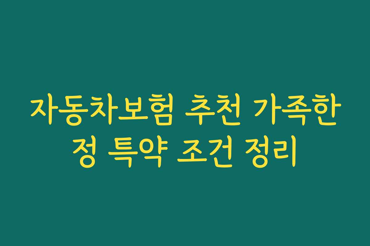 자동차보험 추천 가족한정 특약 조건 정리