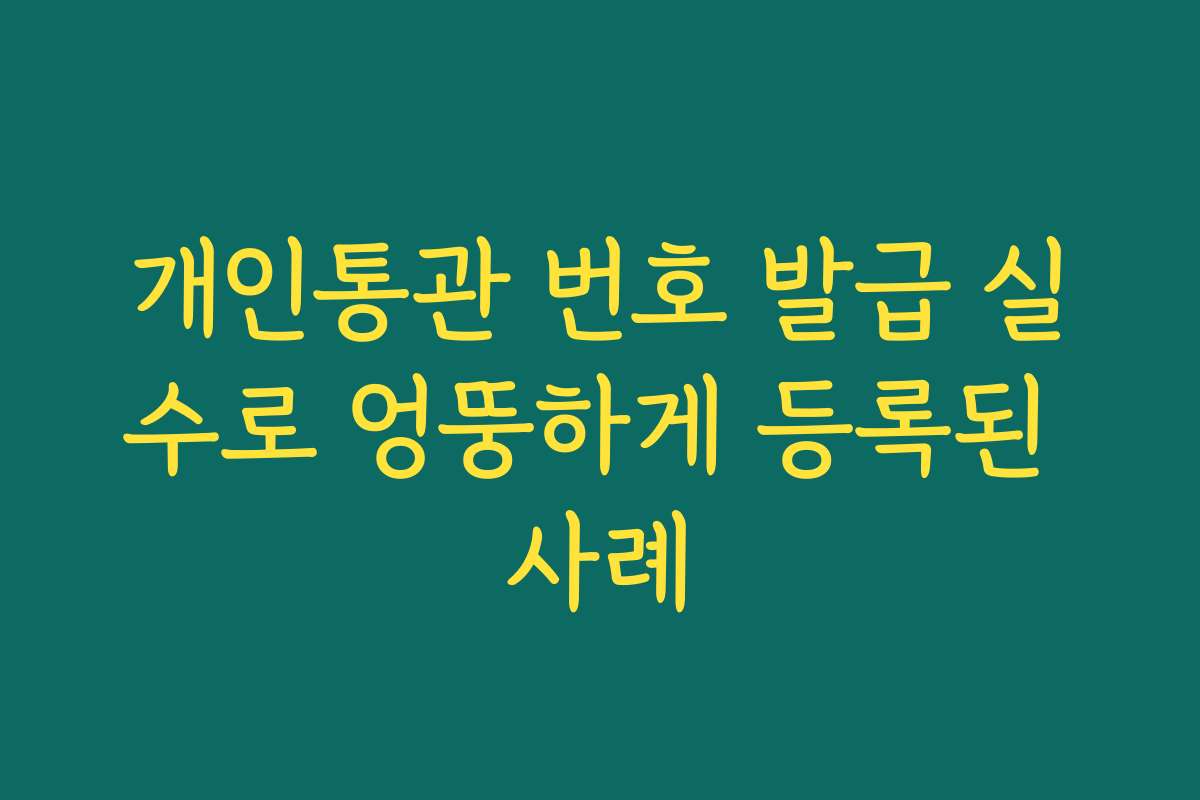 개인통관 번호 발급 실수로 엉뚱하게 등록된 사례