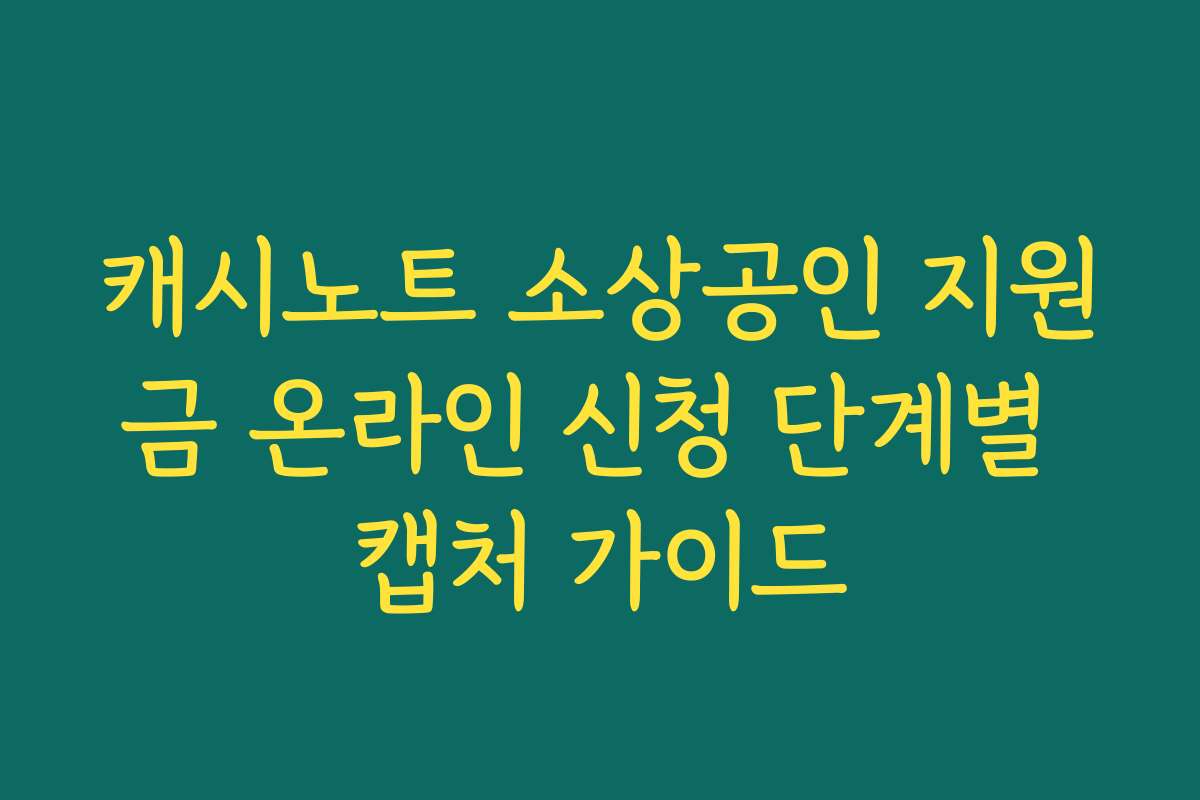 캐시노트 소상공인 지원금 온라인 신청 단계별 캡처 가이드