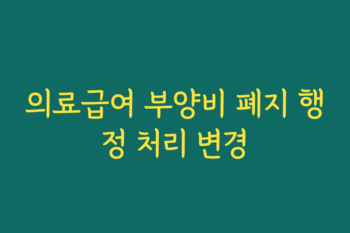 의료급여 부양비 폐지 행정 처리 변경