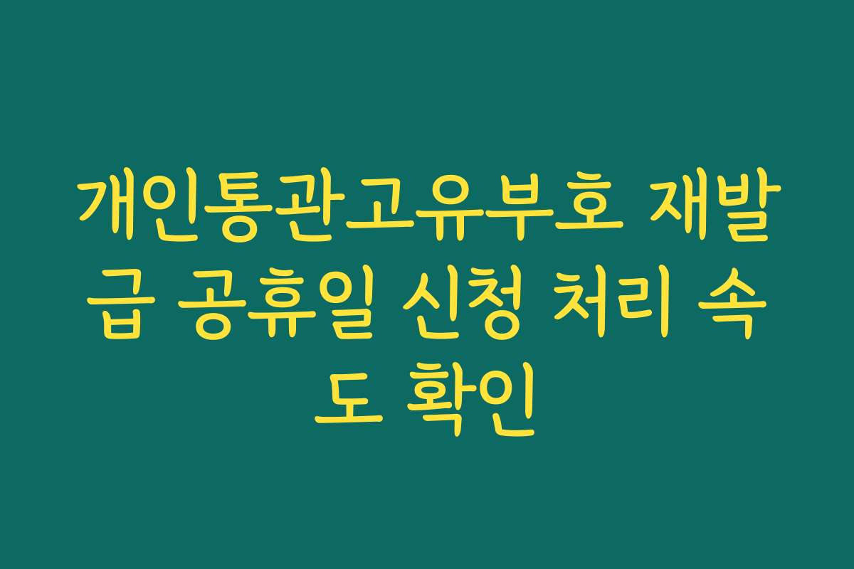 개인통관고유부호 재발급 공휴일 신청 처리 속도 확인