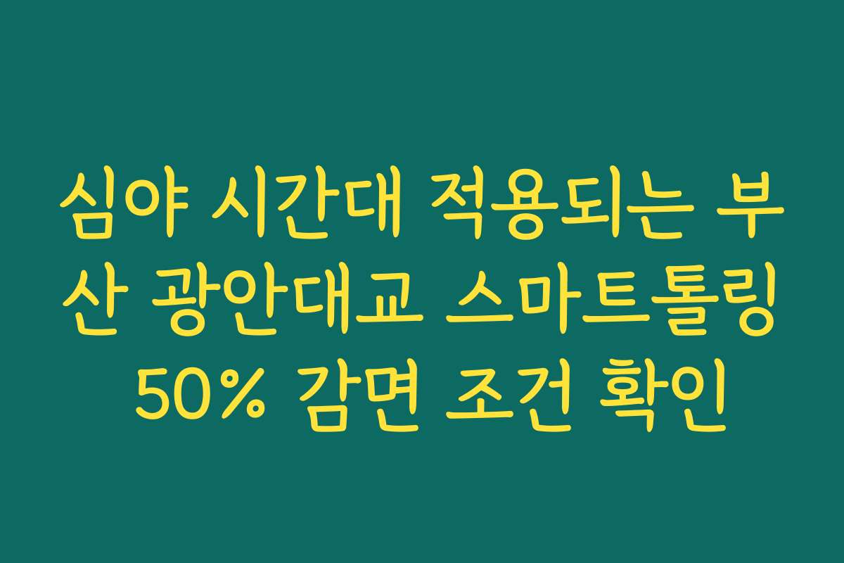 심야 시간대 적용되는 부산 광안대교 스마트톨링 50% 감면 조건 확인