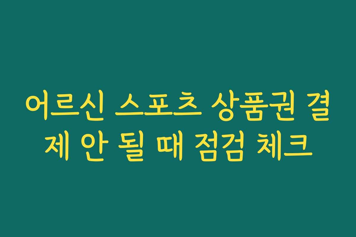 어르신 스포츠 상품권 결제 안 될 때 점검 체크