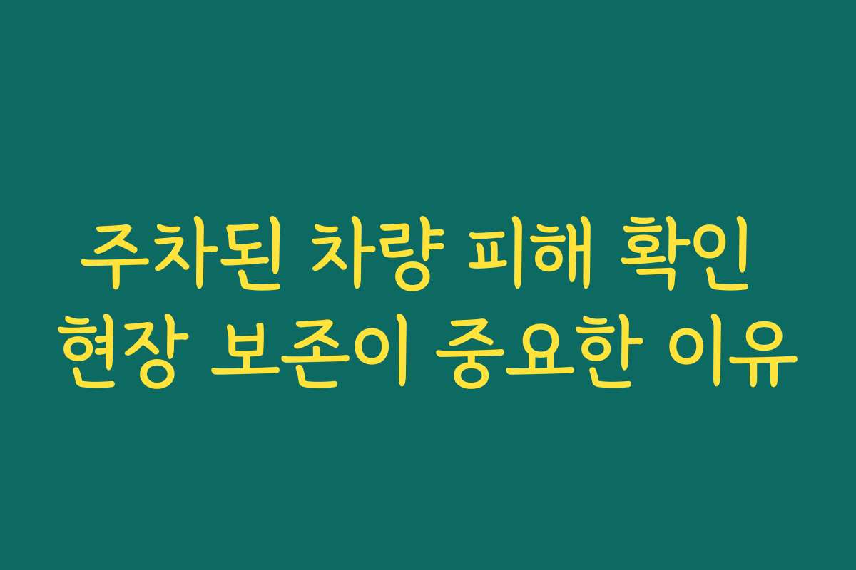 주차된 차량 피해 확인 현장 보존이 중요한 이유