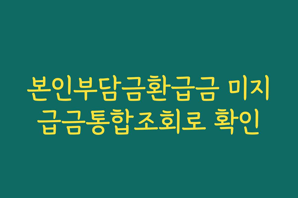 본인부담금환급금 미지급금통합조회로 확인