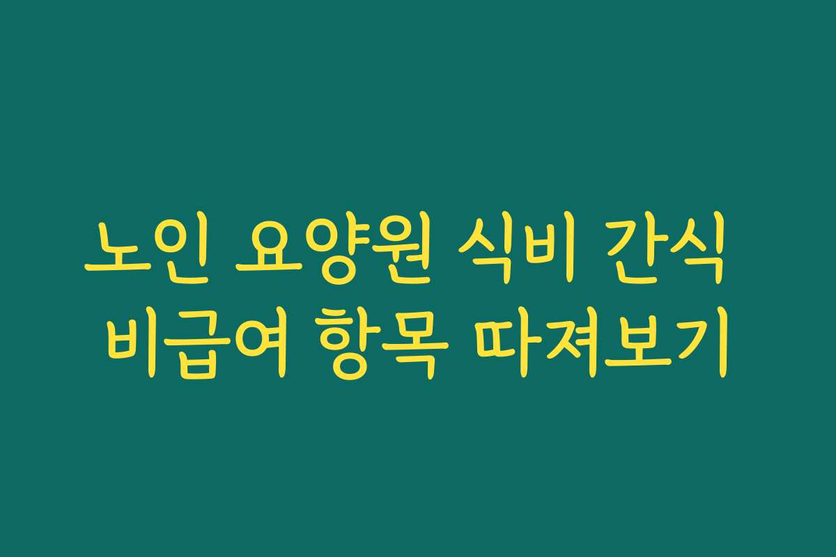 노인 요양원 식비 간식 비급여 항목 따져보기