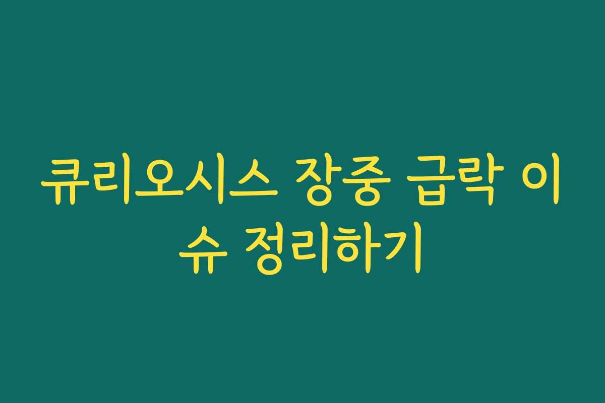 큐리오시스 장중 급락 이슈 정리하기