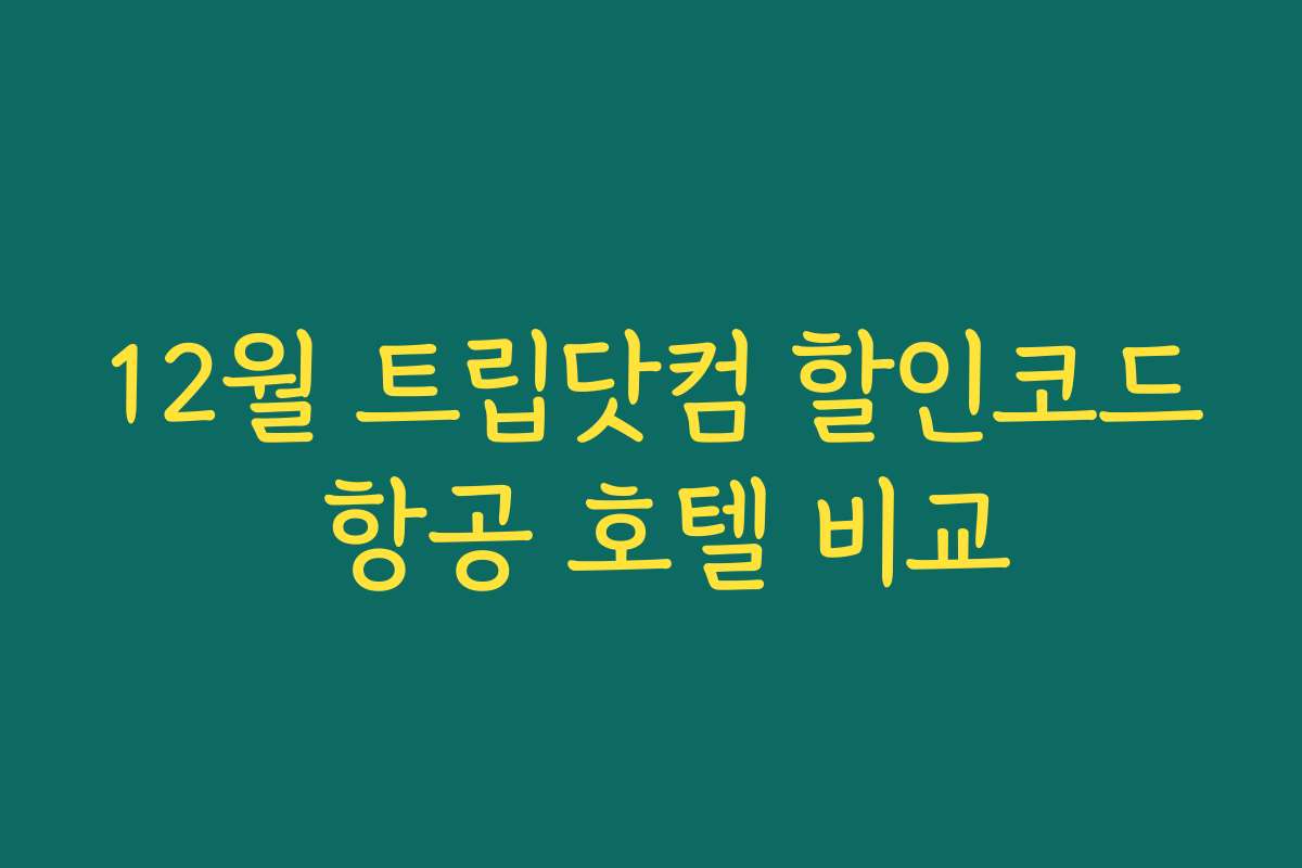 12월 트립닷컴 할인코드 항공 호텔 비교