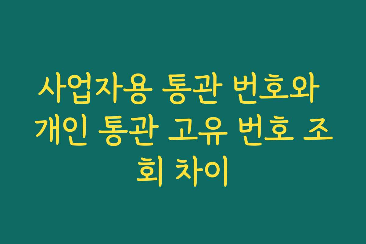 사업자용 통관 번호와 개인 통관 고유 번호 조회 차이