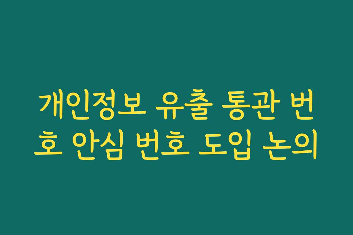 개인정보 유출 통관 번호 안심 번호 도입 논의