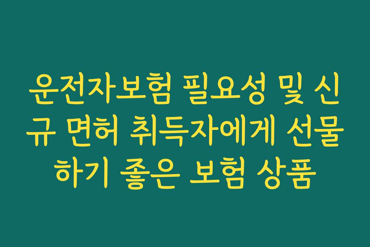 운전자보험 필요성 및 신규 면허 취득자에게 선물하기 좋은 보험 상품 운전자보험 필요성 및 신규 면허 취득자에게 선물하기 좋은 보험 상품