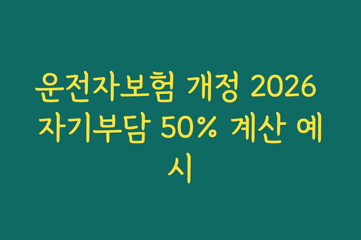 운전자보험 개정 2026 자기부담 50% 계산 예시