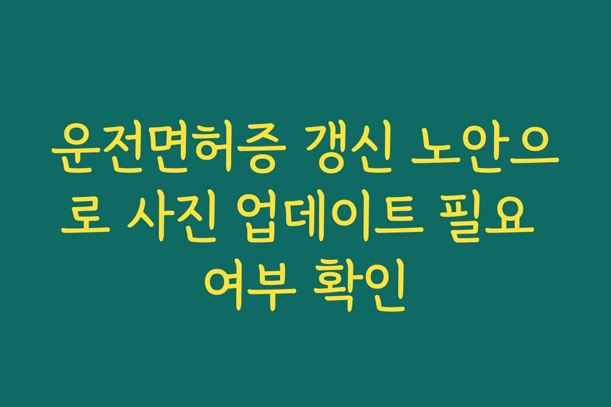 운전면허증 갱신 노안으로 사진 업데이트 필요 여부 확인 운전면허증 갱신 노안으로 사진 업데이트 필요 여부 확인
