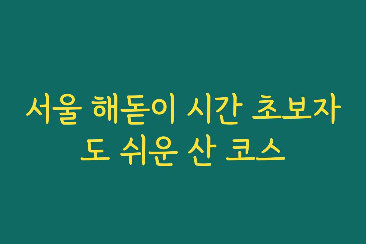 서울 해돋이 시간 초보자도 쉬운 산 코스 서울 해돋이 시간 초보자도 쉬운 산 코스