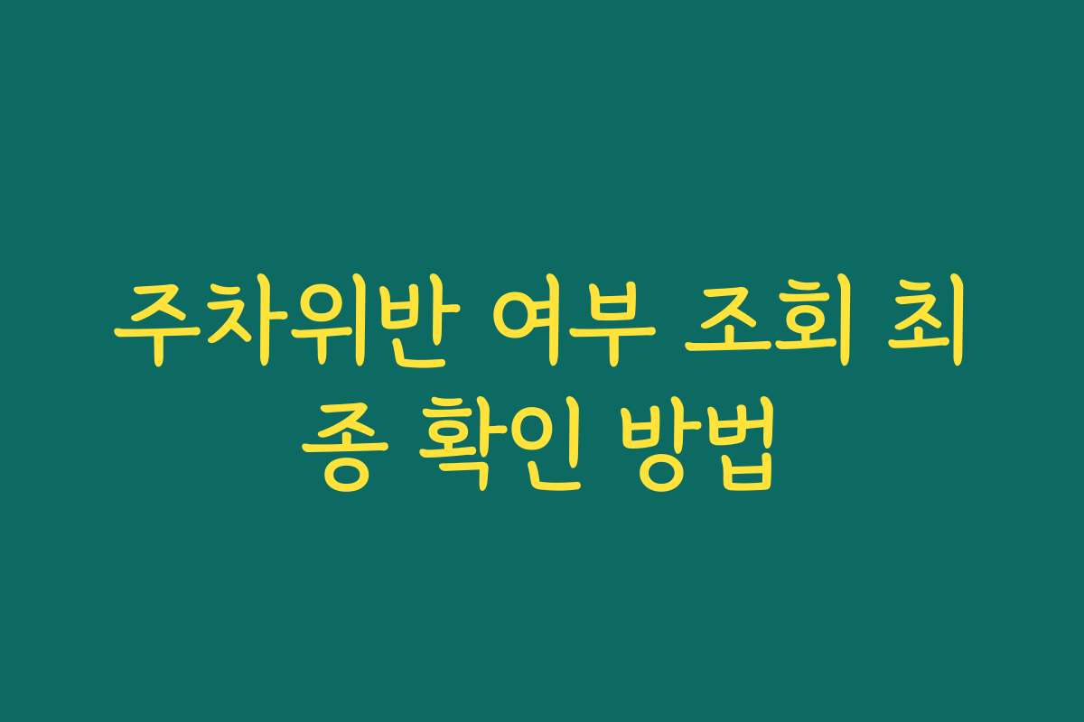 주차위반 여부 조회 최종 확인 방법