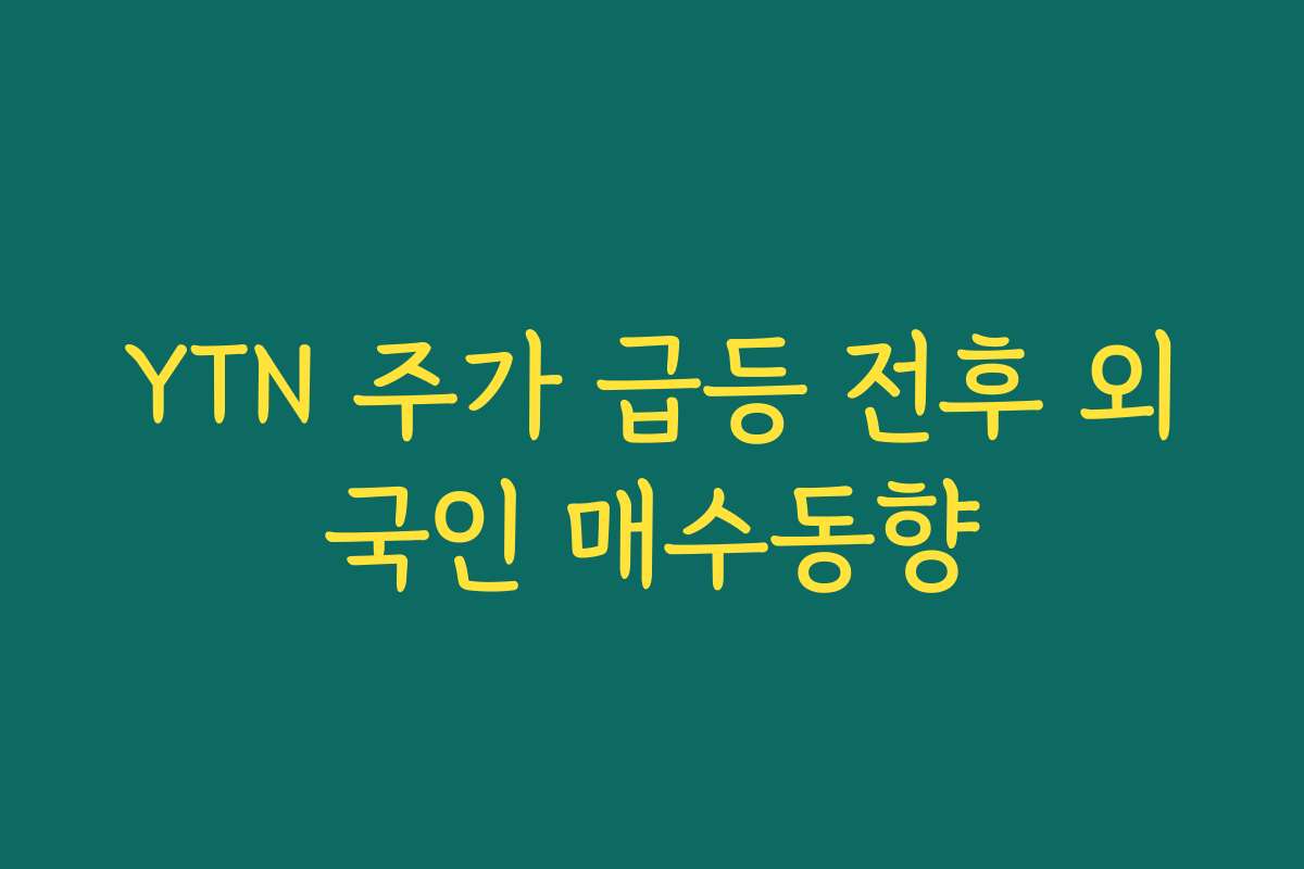 YTN 주가 급등 전후 외국인 매수동향