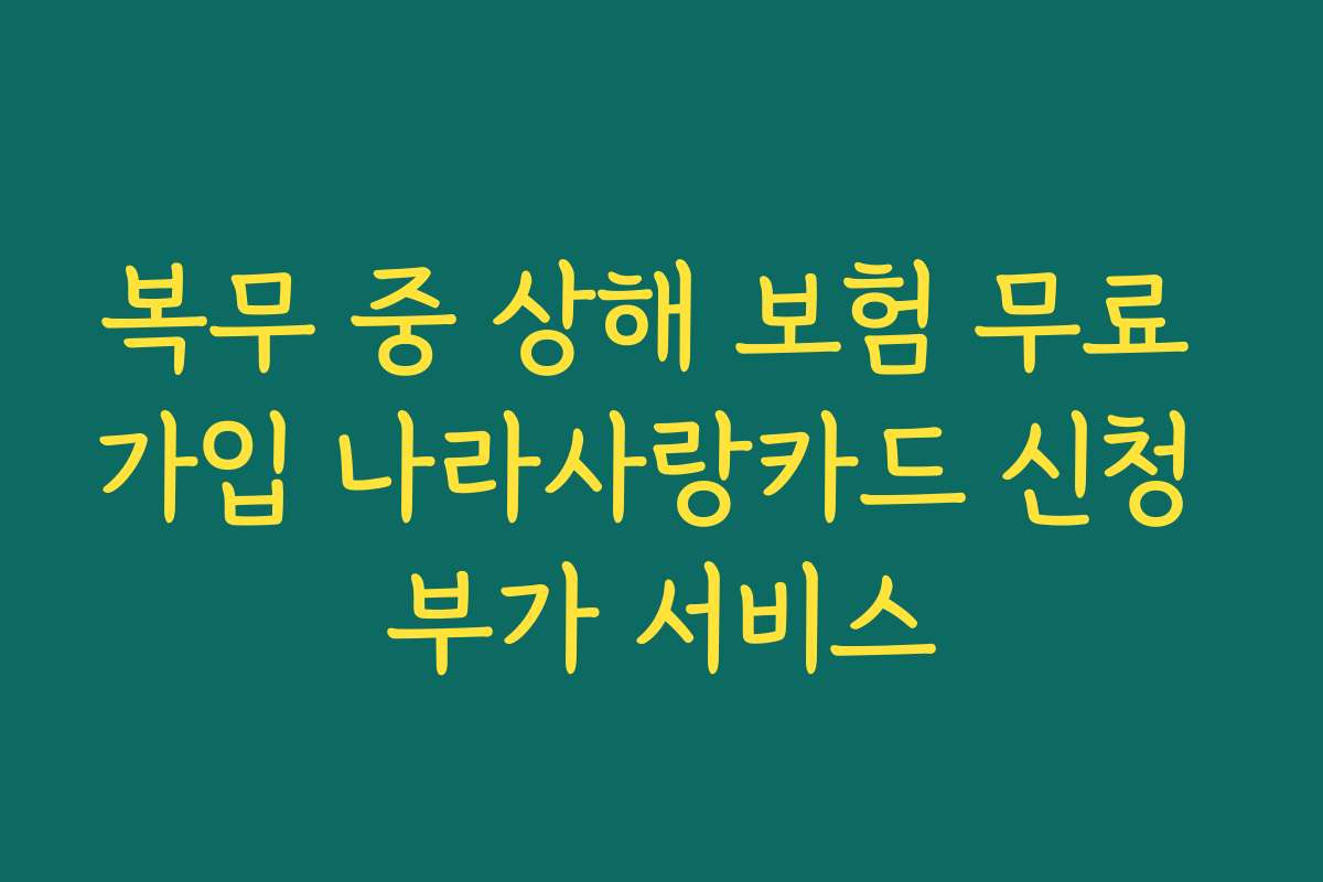 복무 중 상해 보험 무료 가입 나라사랑카드 신청 부가 서비스