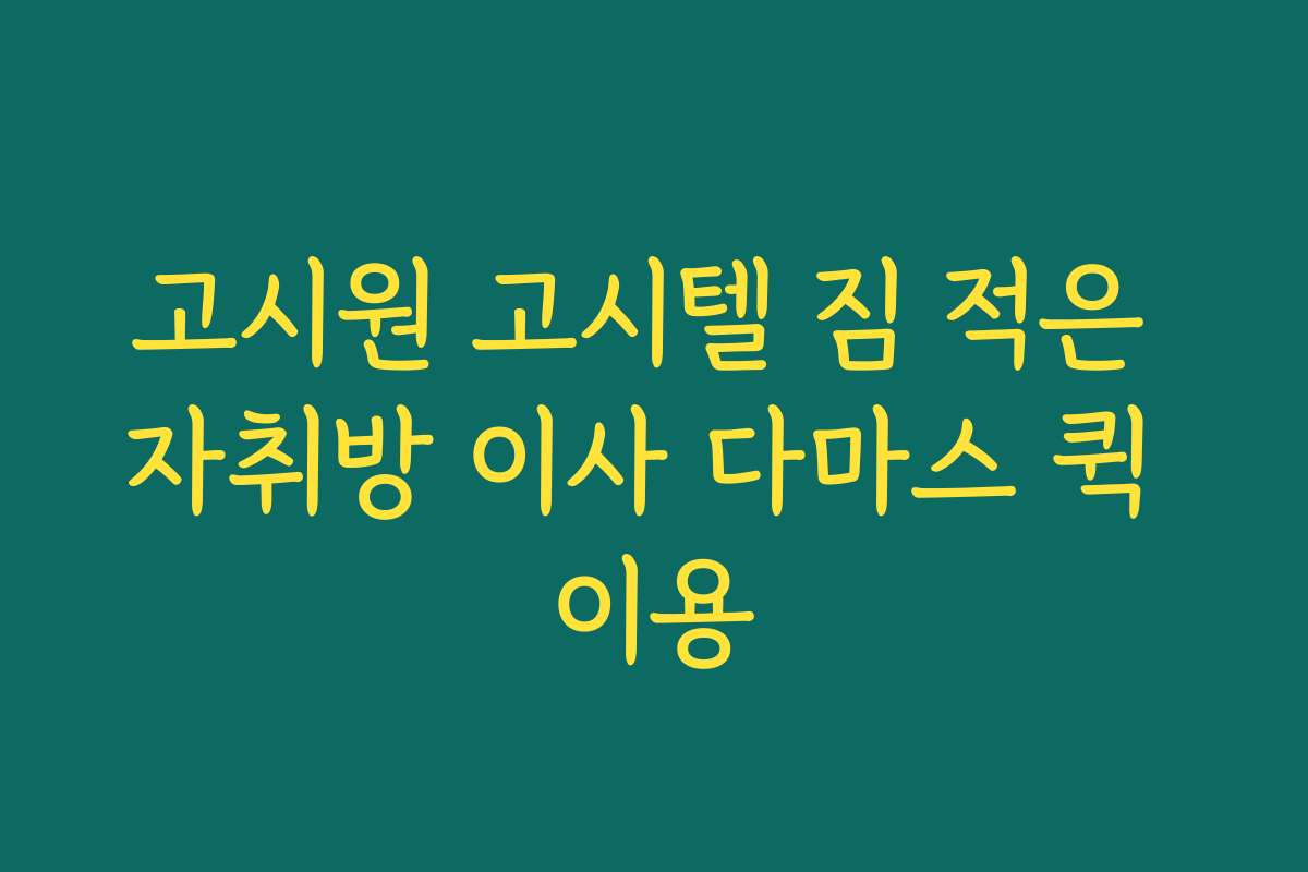 고시원 고시텔 짐 적은 자취방 이사 다마스 퀵 이용