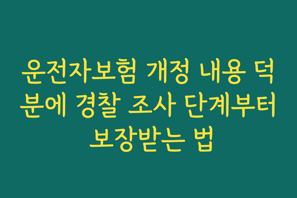 운전자보험 개정 내용 덕분에 경찰 조사 단계부터 보장받는 법