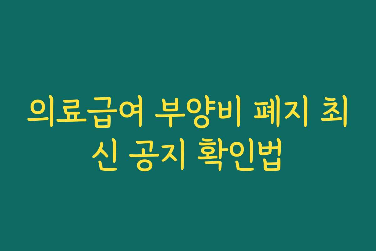 의료급여 부양비 폐지 최신 공지 확인법