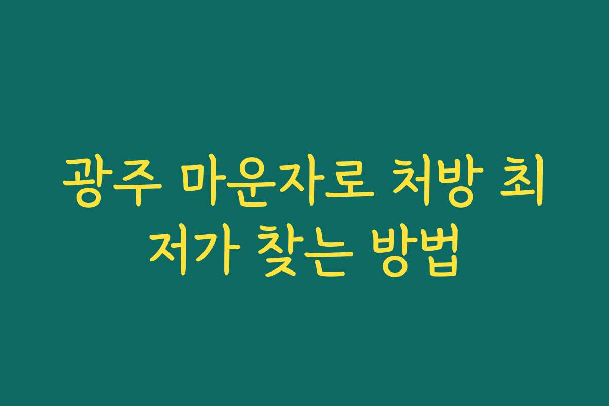 광주 마운자로 처방 최저가 찾는 방법