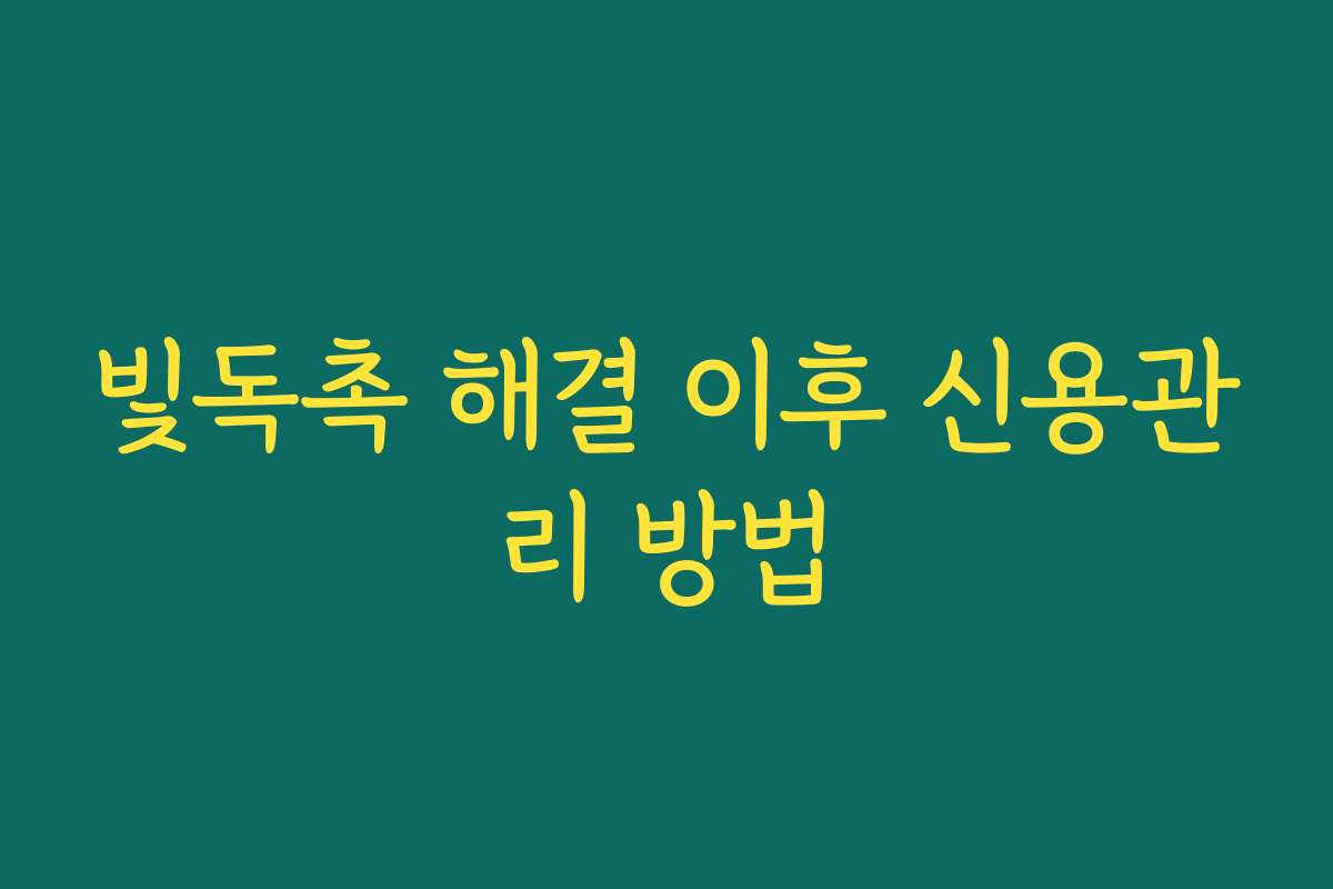 빛독촉 해결 이후 신용관리 방법