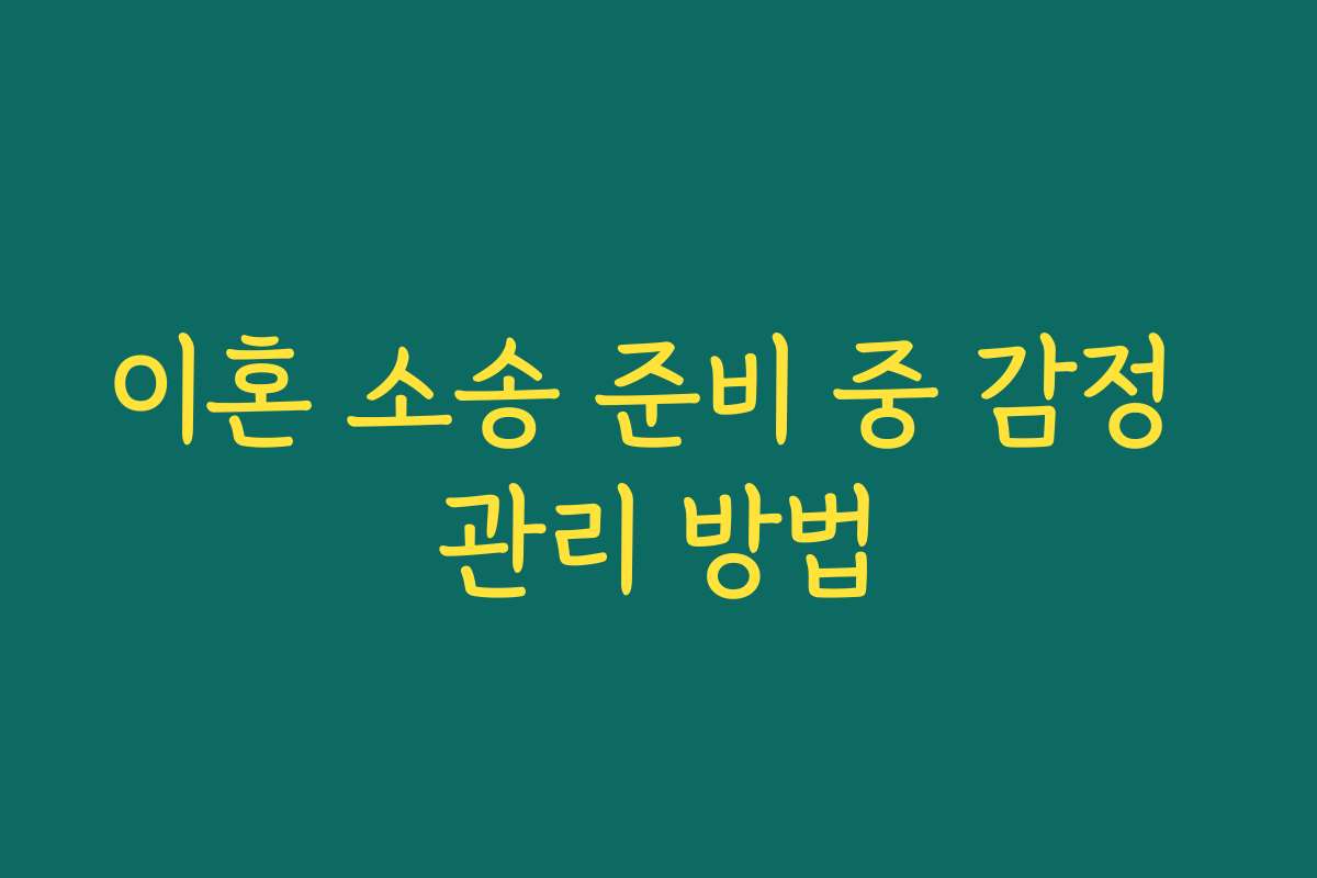 이혼 소송 준비 중 감정 관리 방법