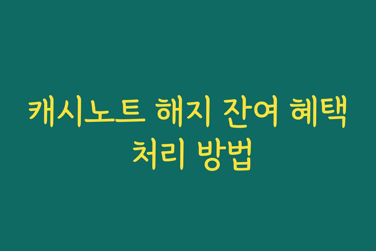 캐시노트 해지 잔여 혜택 처리 방법 캐시노트 해지 잔여 혜택 처리 방법