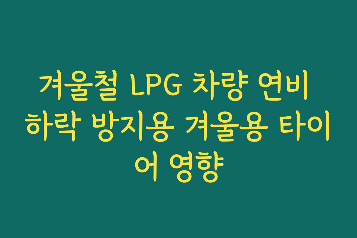 겨울철 LPG 차량 연비 하락 방지용 겨울용 타이어 영향