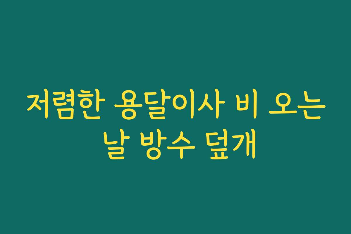 저렴한 용달이사 비 오는 날 방수 덮개