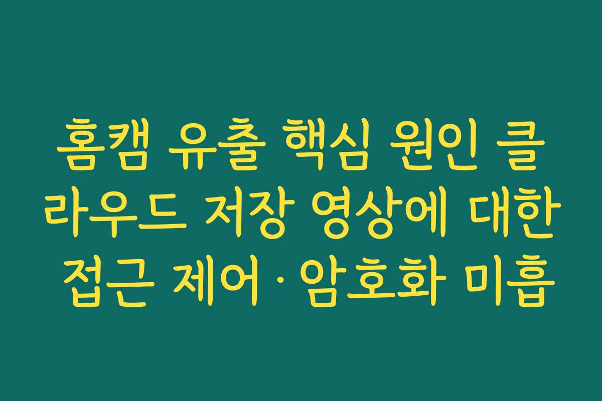 홈캠 유출 핵심 원인 클라우드 저장 영상에 대한 접근 제어&middot;암호화 미흡