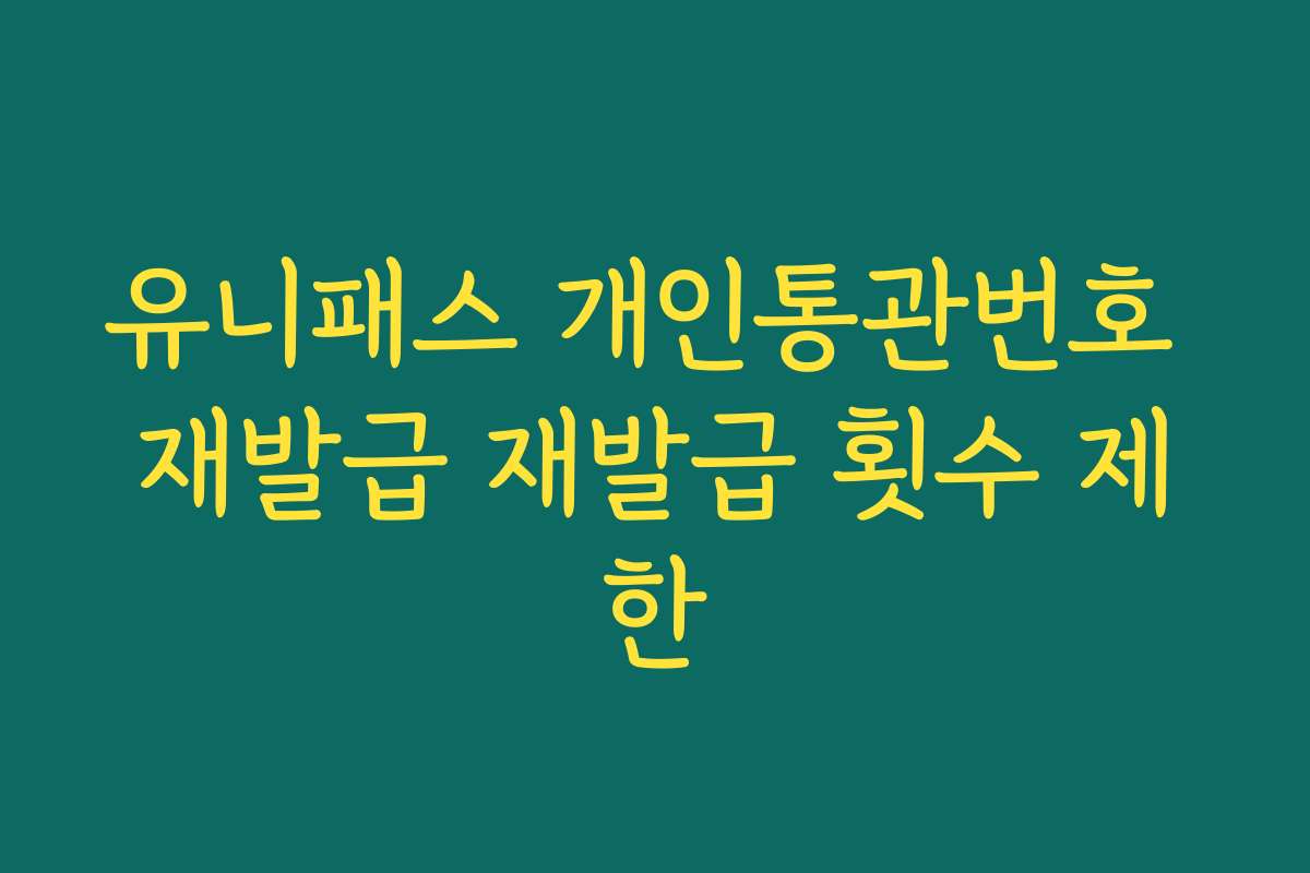 유니패스 개인통관번호 재발급 재발급 횟수 제한 유니패스 개인통관번호 재발급 재발급 횟수 제한