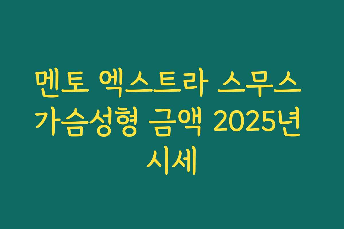 멘토 엑스트라 스무스 가슴성형 금액 2025년 시세