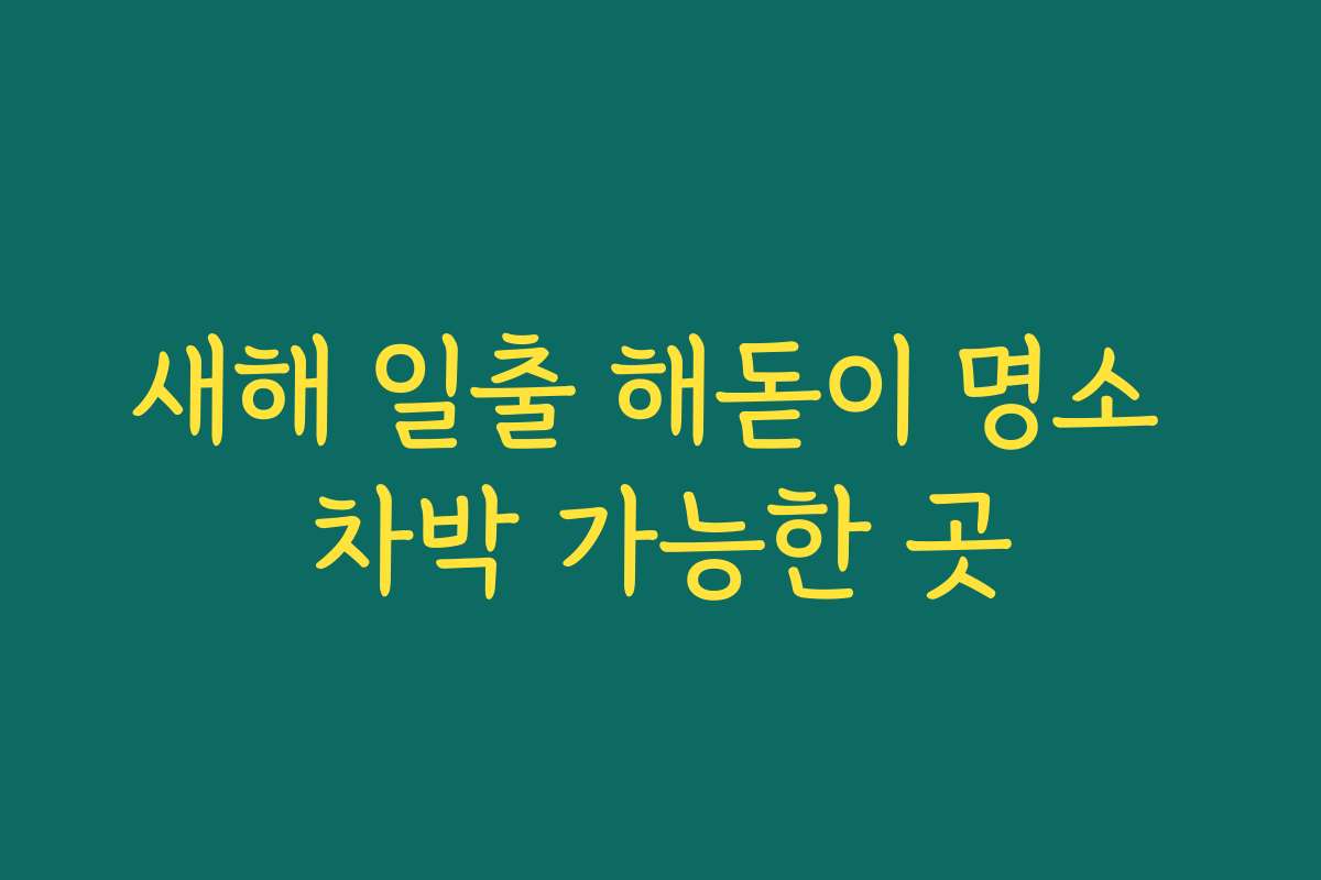 새해 일출 해돋이 명소 차박 가능한 곳 새해 일출 해돋이 명소 차박 가능한 곳
