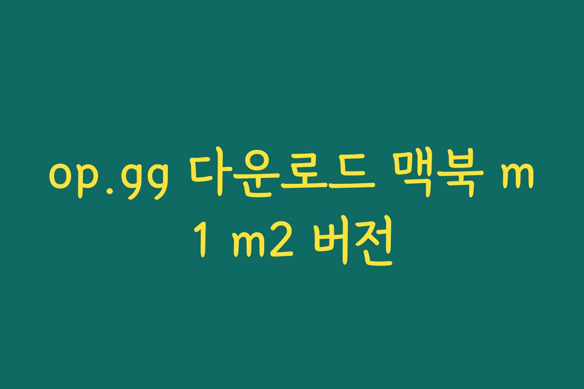 op.gg 다운로드 맥북 m1 m2 버전