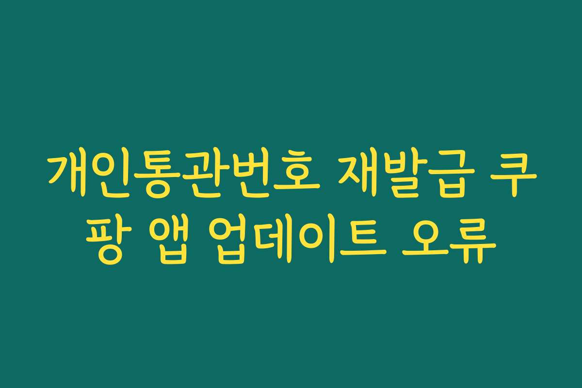 개인통관번호 재발급 쿠팡 앱 업데이트 오류