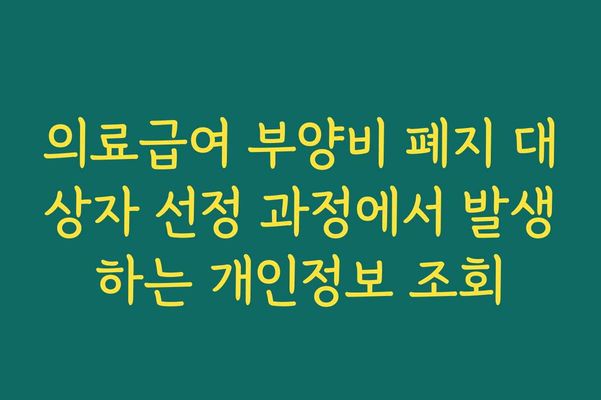 의료급여 부양비 폐지 대상자 선정 과정에서 발생하는 개인정보 조회 의료급여 부양비 폐지 대상자 선정 과정에서 발생하는 개인정보 조회