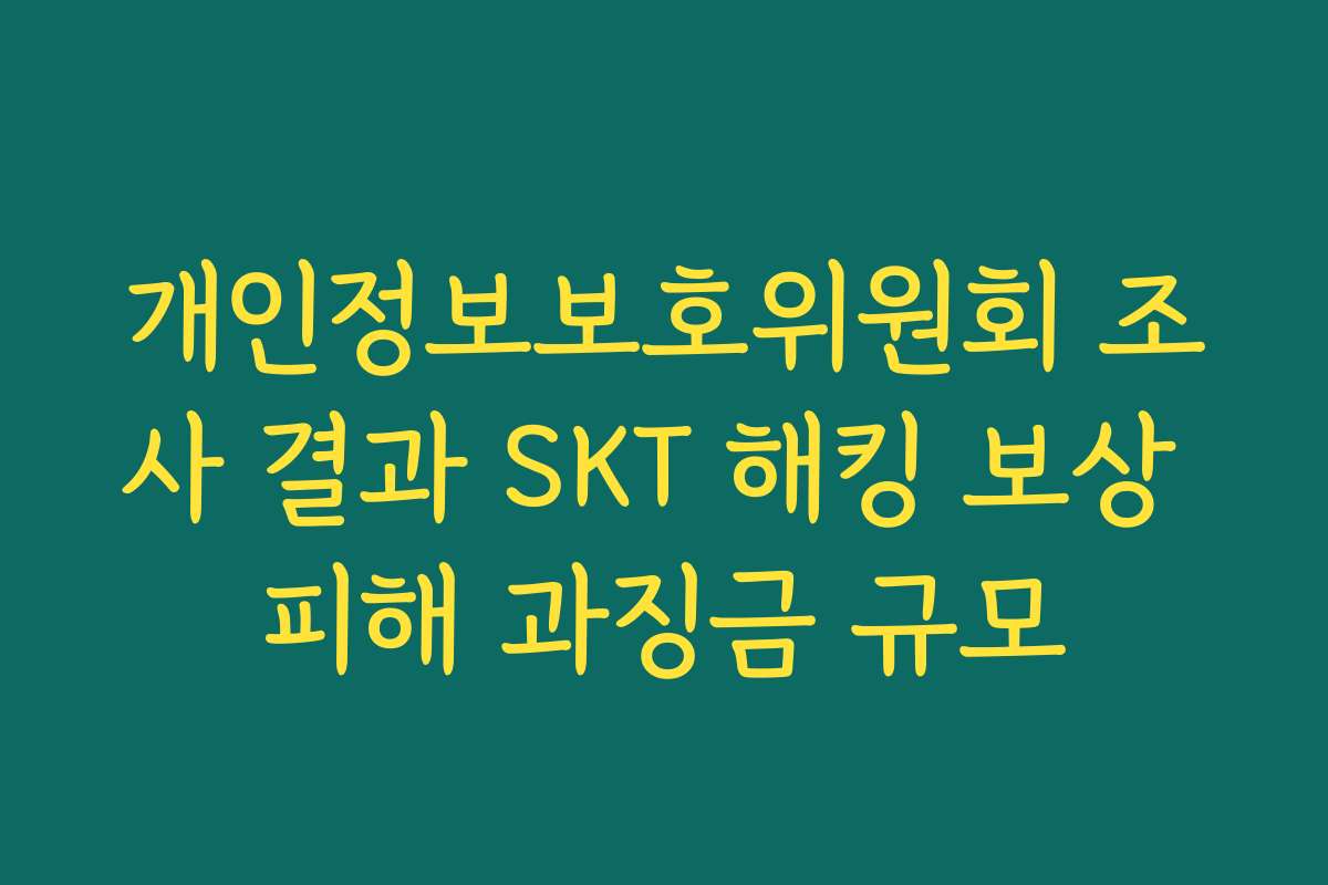 개인정보보호위원회 조사 결과 SKT 해킹 보상 피해 과징금 규모