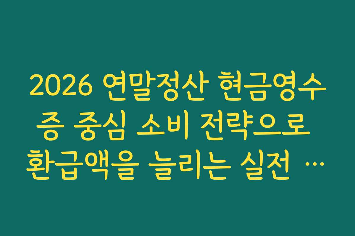 2026 연말정산 현금영수증 중심 소비 전략으로 환급액을 늘리는 실전 계산 예시